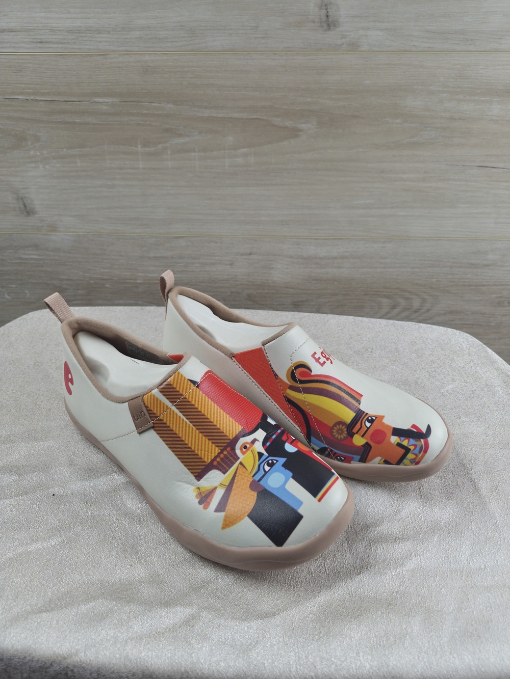 UIN Toledo Egypt Art Painted Slip On Travel Loafers Canvas Sneakers Women's Size
